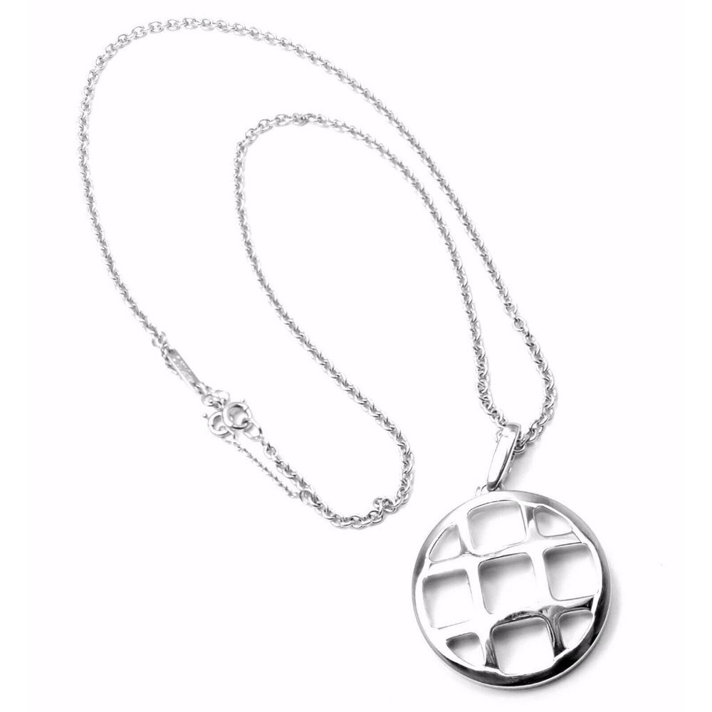 Authentic! Cartier 18k White Gold Pasha Large Pendant Chain Necklace​